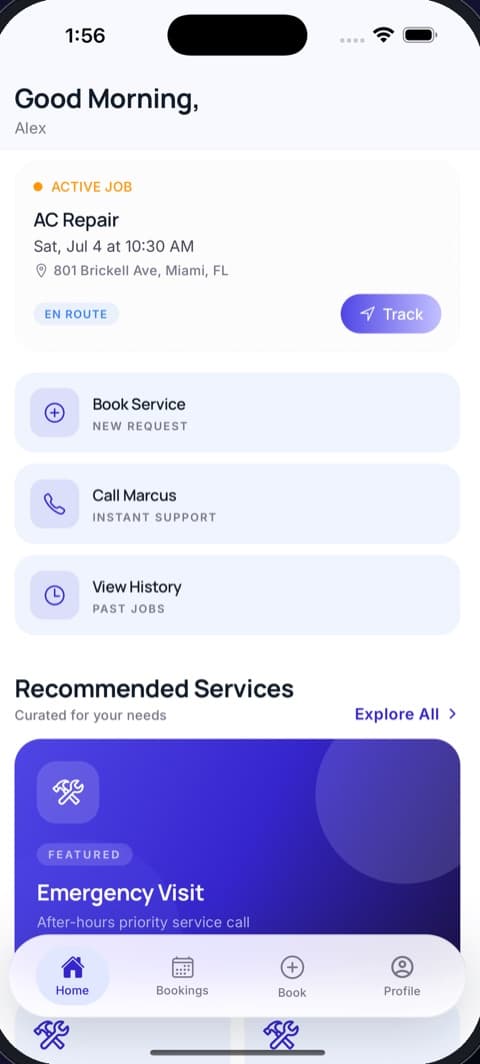 Customer app home